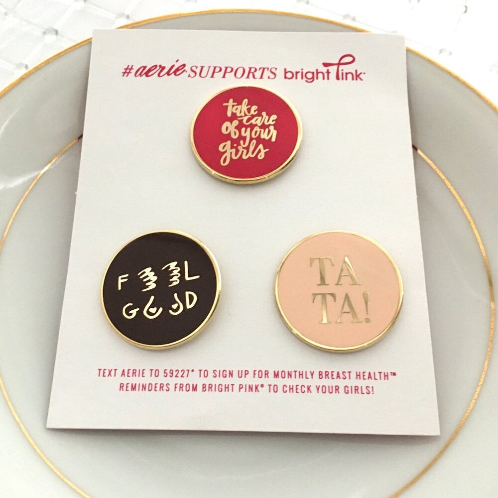 NEW! American Eagle Outfitters AERIE Enamel Lapel Pins 3-Pack  - OS